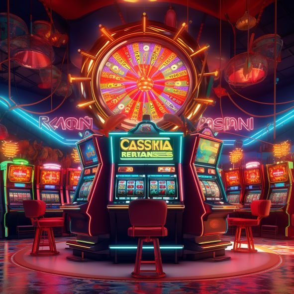 Slot game interface showing colorful symbols and payout table